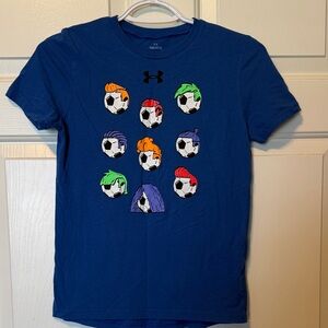 Boys medium loose Under Armour Blue Soccer Graphic Tee